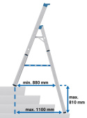 Aluminiowa drabina teleskopowa 1x4 Krause 134929 schemat  z wymiarami