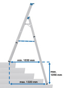 Aluminiowa drabina teleskopowa 1x5 Krause 134936 schemat  z wymiarami