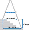 Aluminiowa drabina teleskopowa 2x7 Krause 134899 schemat z wymiarami