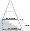 Aluminiowa drabina teleskopowa 2x8 Krause 134905 schemat z wymiarami